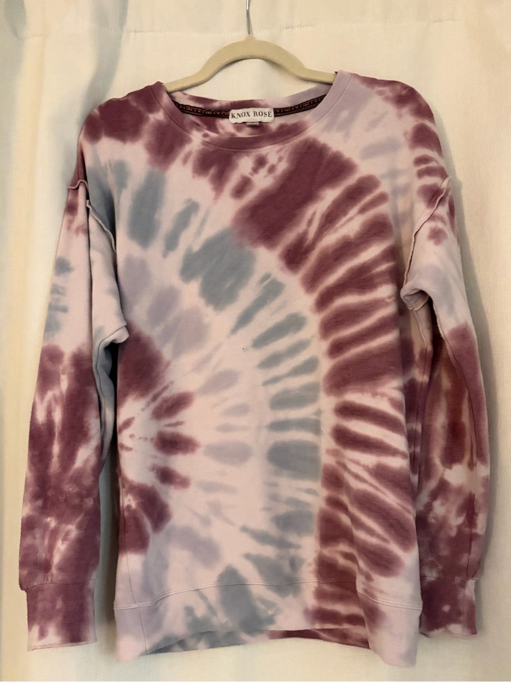 Knox Rose Tie-Dye Crewneck Sweatshirt - Mauve & Light Blue